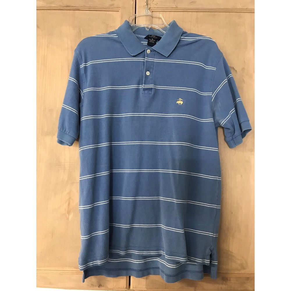 Brooks Brothers‎ 346 Men's Med Blue /White Short Sleeve Polo